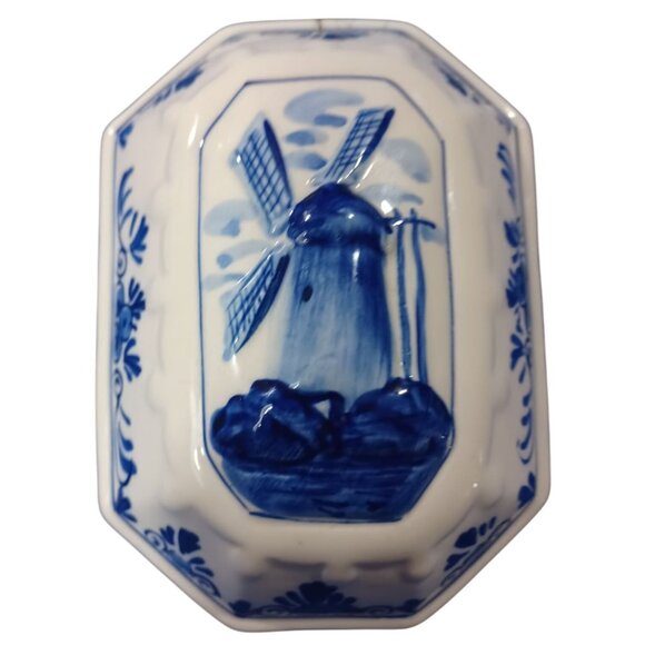 Hand-Painted Delft Blue Dutch Windmill Porcelain Wall Hanging Decor 3D Holland - Picture 2 of 9